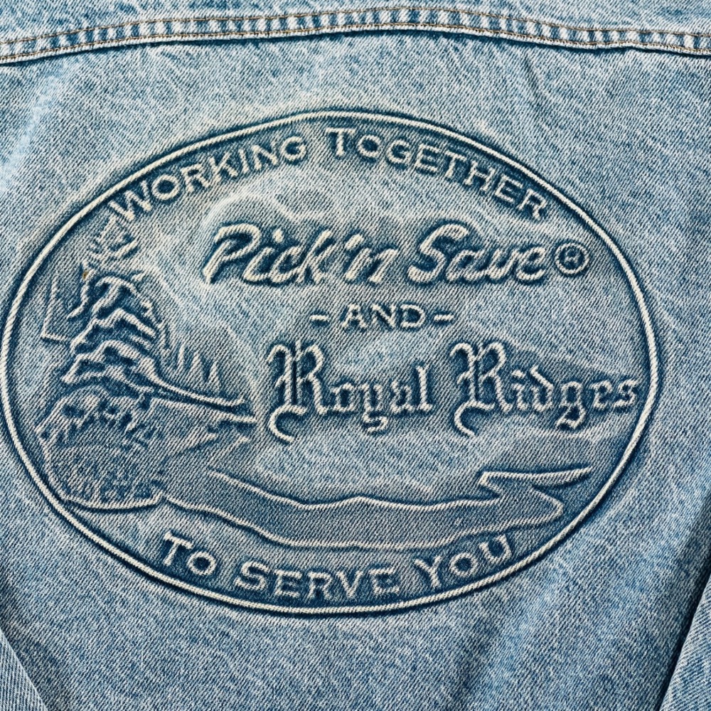 Vintage Denim Trucker Jacket Mens XL Blue Made in USA Pick 'n Save 90s Workwear - Picture 3 of 9